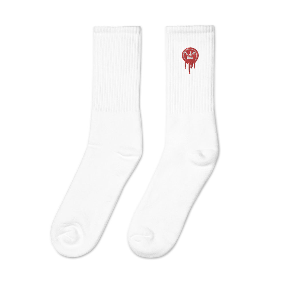 White Drip Check Socks