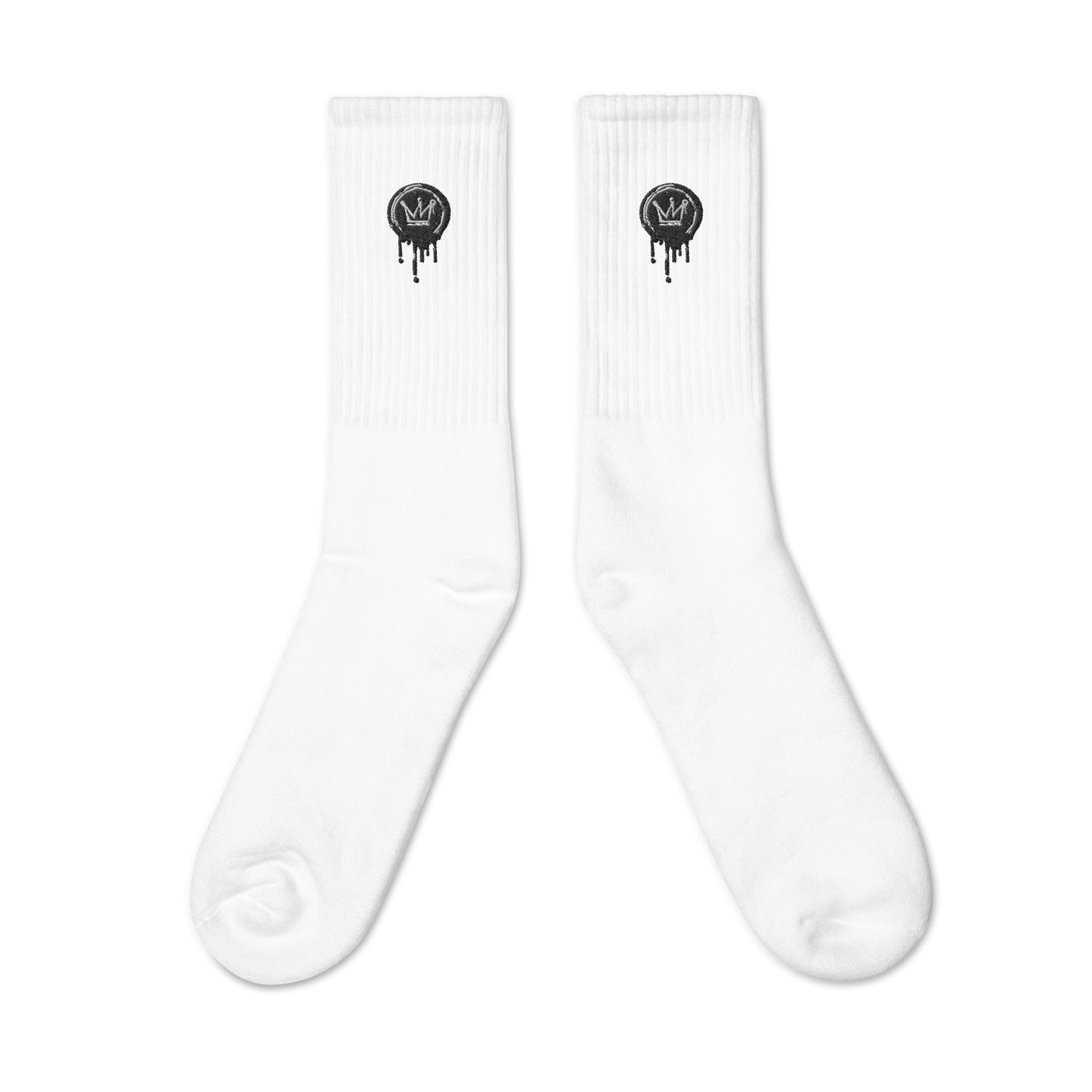 White w/ Black Logo Drip Check Socks